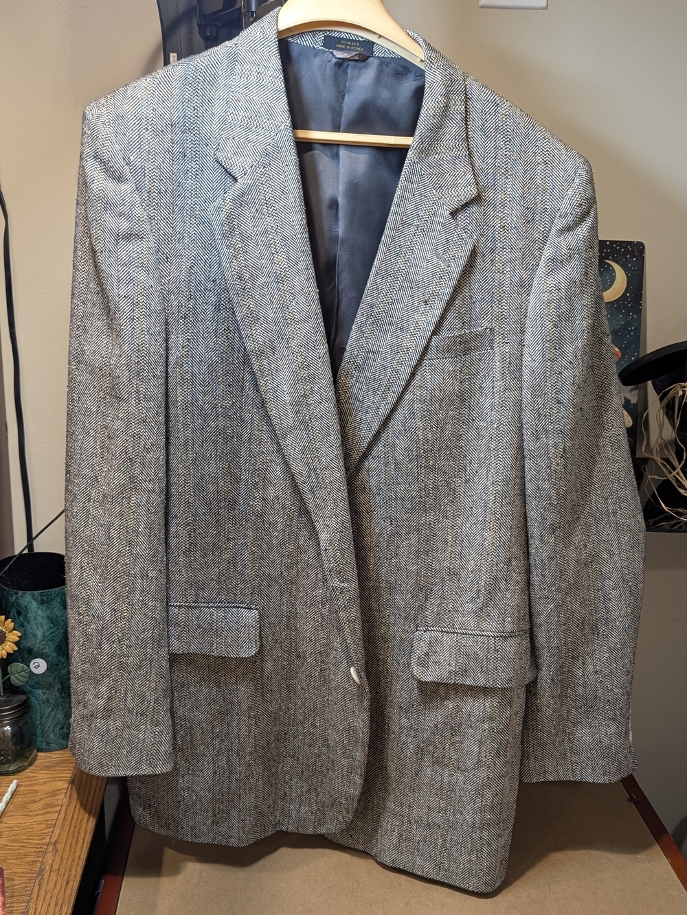 Cyro Men's Herringbone Wool Blazer - Gray